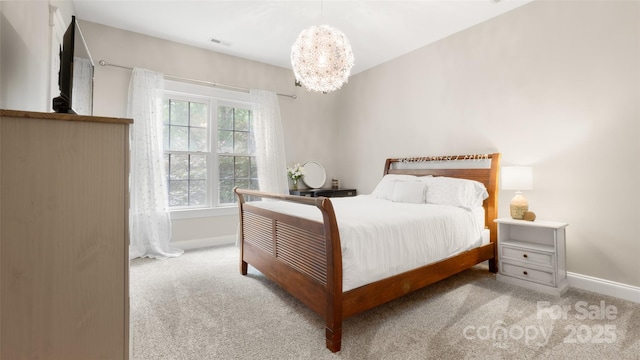 6129 Caseys Side Way, Fort Mill, SC 29708 - carpeted bedroom featuring baseboards and a chandelier