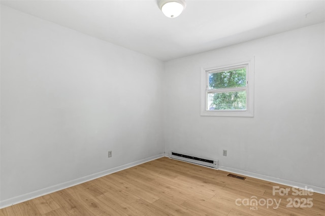1310 Caldwell St, Greensboro, NC 27406 - spare room with a baseboard radiator, light wood-style floors, and baseboards