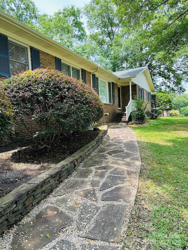2618 Pineview Dr, Lancaster, SC 29720 - entrance to property featuring brick siding and a lawn