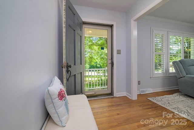 2618 Pineview Dr, Lancaster, SC 29720 - entryway featuring light wood-style flooring, baseboards, and ornamental molding