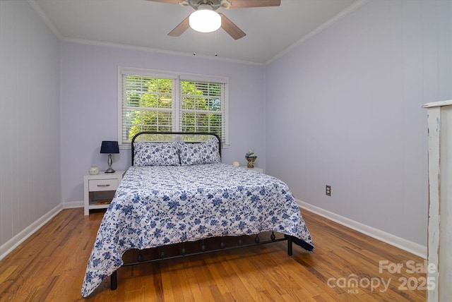 2618 Pineview Dr, Lancaster, SC 29720 - bedroom featuring hardwood / wood-style flooring, baseboards, crown molding, and a ceiling fan