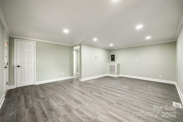 1224 Martin Rd, Hickory Grove, SC 29717 - basement with recessed lighting, crown molding, baseboards, and wood finished floors
