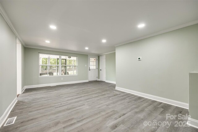 1224 Martin Rd, Hickory Grove, SC 29717 - unfurnished room with crown molding, recessed lighting, baseboards, and wood finished floors