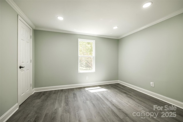 1224 Martin Rd, Hickory Grove, SC 29717 - unfurnished room with ornamental molding, baseboards, dark wood-style floors, and recessed lighting
