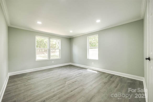 1224 Martin Rd, Hickory Grove, SC 29717 - spare room featuring healthy amount of natural light, baseboards, ornamental molding, wood finished floors, and recessed lighting