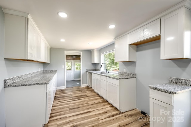 1224 Martin Rd, Hickory Grove, SC 29717 - kitchen with a sink, light wood-style floors, recessed lighting, and white cabinetry