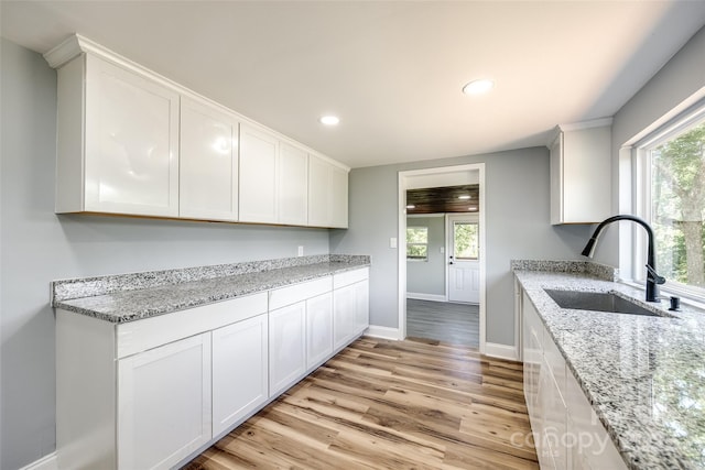 1224 Martin Rd, Hickory Grove, SC 29717 - kitchen featuring a sink, light wood-type flooring, plenty of natural light, recessed lighting, and white cabinets