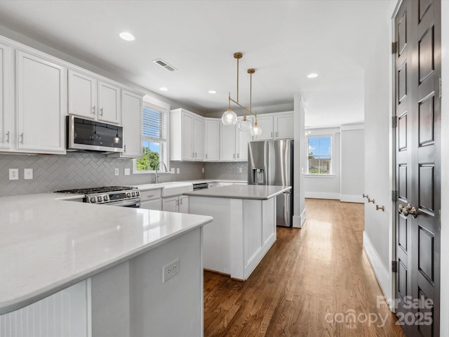 807 Herrons Ferry Rd, Rock Hill, SC 29730 - kitchen with stainless steel appliances, plenty of natural light, backsplash, wood finished floors, and recessed lighting