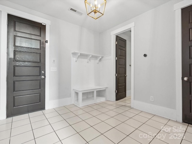 807 Herrons Ferry Rd, Rock Hill, SC 29730 - mudroom featuring a chandelier, light tile patterned floors, and baseboards