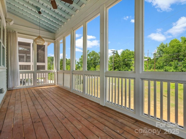807 Herrons Ferry Rd, Rock Hill, SC 29730 - unfurnished sunroom featuring hardwood / wood-style flooring, healthy amount of natural light, vaulted ceiling, and a deck