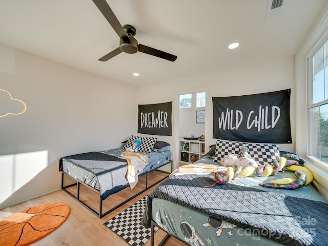 8039 Mcconnell Rd, Denver, NC 28037 - bedroom featuring wood finished floors, ceiling fan, and recessed lighting