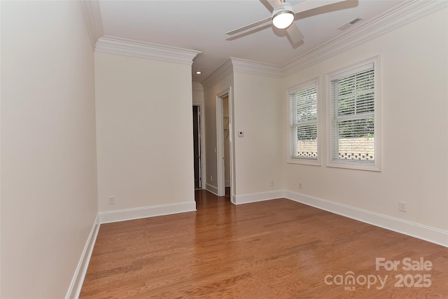 17210 Sulky Plough Rd Unit 1206, Charlotte, NC 28277 - unfurnished room with ornamental molding, wood finished floors, ceiling fan, and baseboards
