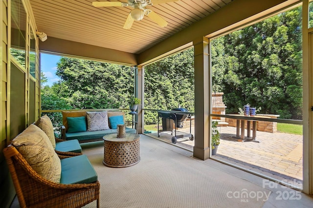3808 Halcyon Dr, Huntersville, NC 28078 - view of patio featuring a ceiling fan and an outdoor living space