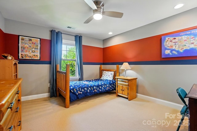 3808 Halcyon Dr, Huntersville, NC 28078 - bedroom featuring carpet, baseboards, a ceiling fan, and recessed lighting