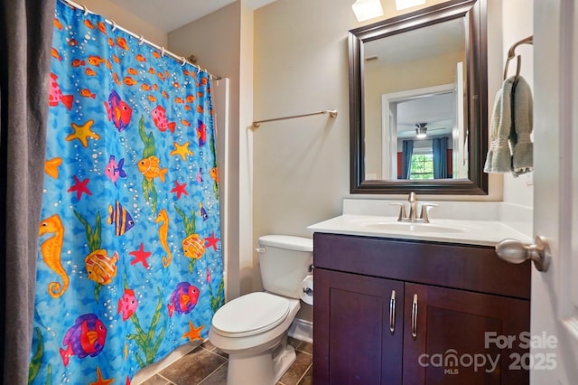 3808 Halcyon Dr, Huntersville, NC 28078 - full bath featuring vanity, tile patterned flooring, toilet, and a shower with shower curtain