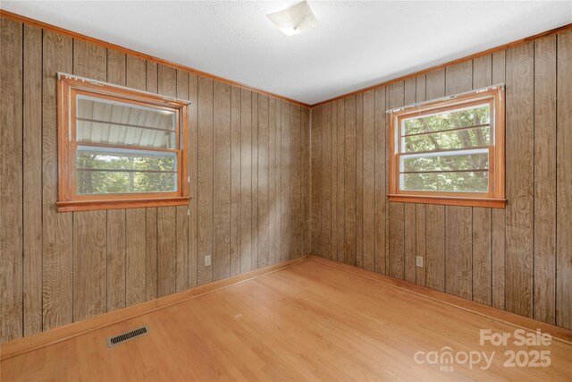 208 Lipe Rd, Troutman, NC 28166 - empty room featuring plenty of natural light, wood finished floors, and wooden walls