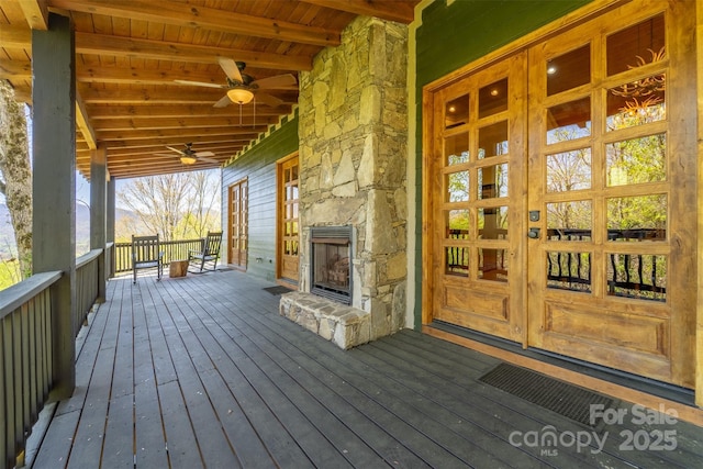 315 Black Bear Xing, Bryson City, NC 28713 - porch featuring a ceiling fan and french doors