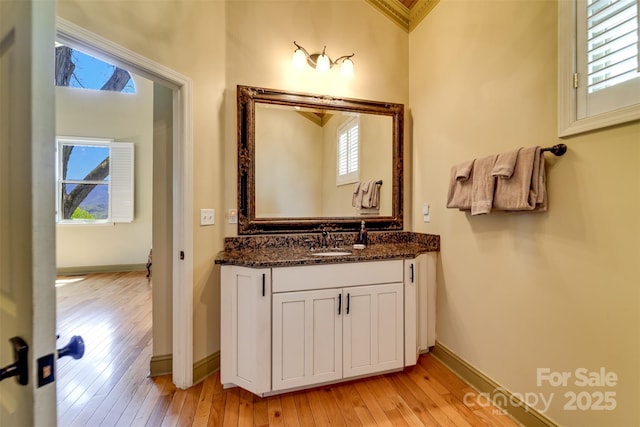 315 Black Bear Xing, Bryson City, NC 28713 - bathroom featuring plenty of natural light, wood-type flooring, vanity, and baseboards