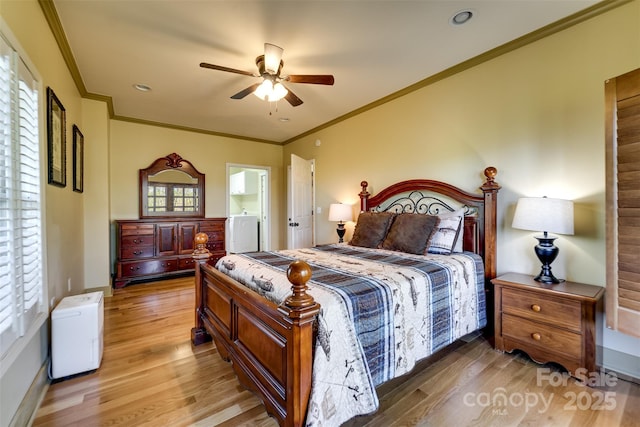 315 Black Bear Xing, Bryson City, NC 28713 - bedroom with crown molding, light wood-style flooring, a ceiling fan, and baseboards
