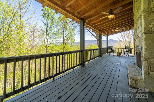 315 Black Bear Xing, Bryson City, NC 28713 - wooden deck featuring a mountain view and ceiling fan