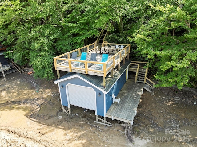194 Mark Twain Dr, Lake Lure, NC 28743 - view of front of home with a wooden deck and stairs