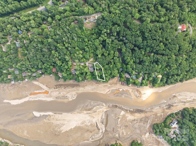 194 Mark Twain Dr, Lake Lure, NC 28743 - aerial view of property and surrounding area featuring property parcel outlined