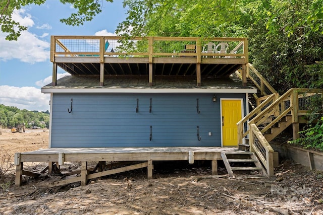 194 Mark Twain Dr, Lake Lure, NC 28743 - rear view of property featuring a deck and stairway