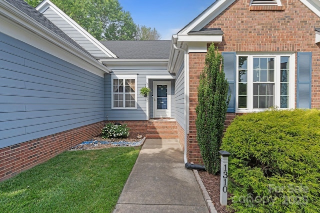 1310 Bellhook Pl NW, Concord, NC 28027 - entrance to property featuring brick siding and a shingled roof