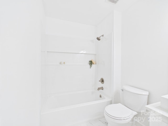 4905 Chestnut Lake Dr, Charlotte, NC 28227 - full bath with toilet, shower / washtub combination, and marble look tile flooring