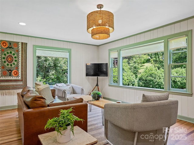 90 W Skyland Cir Unit 1, Asheville, NC 28804 - living area with wood finished floors, ornamental molding, and baseboards