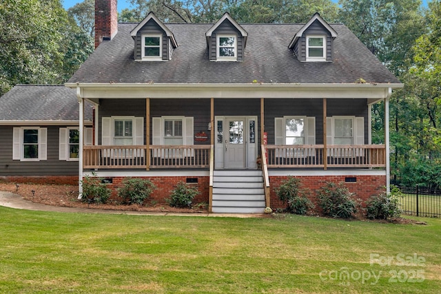 5317 Black Oak Ln Unit 11, Waxhaw, NC 28173 - cape cod home with a chimney, covered porch, a shingled roof, and crawl space