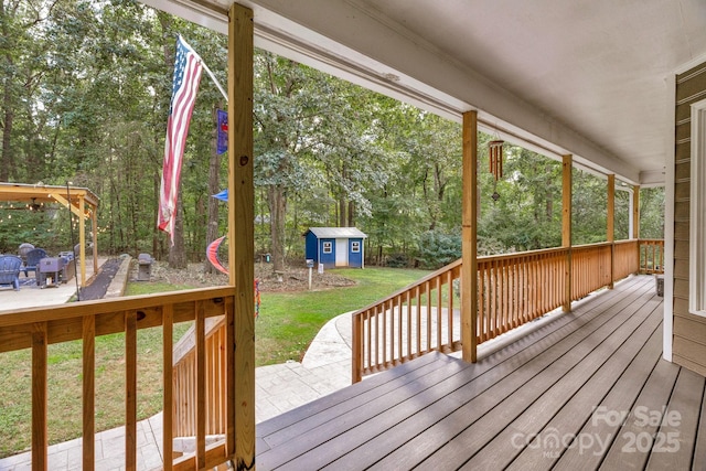 5317 Black Oak Ln Unit 11, Waxhaw, NC 28173 - wooden terrace with a yard, view of wooded area, and a patio