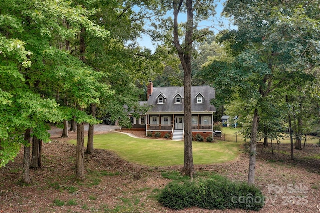5317 Black Oak Ln Unit 11, Waxhaw, NC 28173 - cape cod-style house with a porch, a chimney, and a front lawn