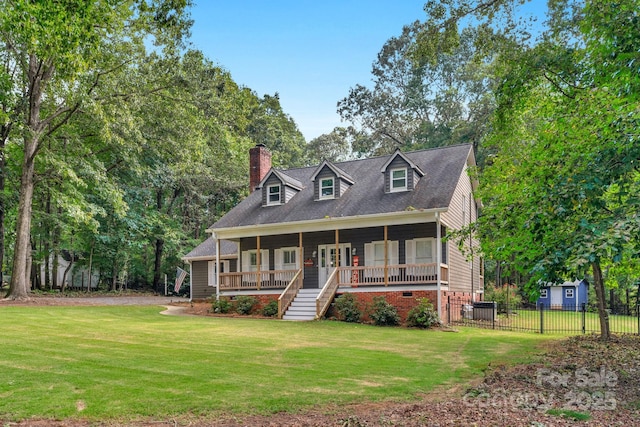5317 Black Oak Ln Unit 11, Waxhaw, NC 28173 - cape cod-style house featuring a chimney, crawl space, and covered porch