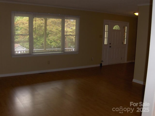 134 Crystal Cir, Mooresville, NC 28117 - foyer entrance featuring crown molding, wood finished floors, plenty of natural light, and baseboards
