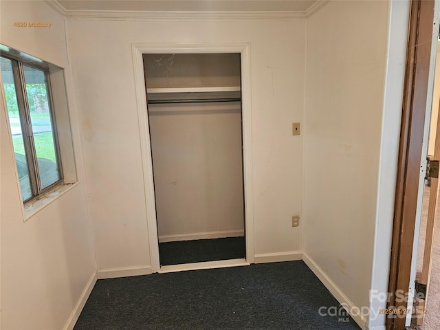 4520 Bradbury Dr, Charlotte, NC 28209 - unfurnished bedroom featuring carpet flooring, baseboards, a closet, and ornamental molding