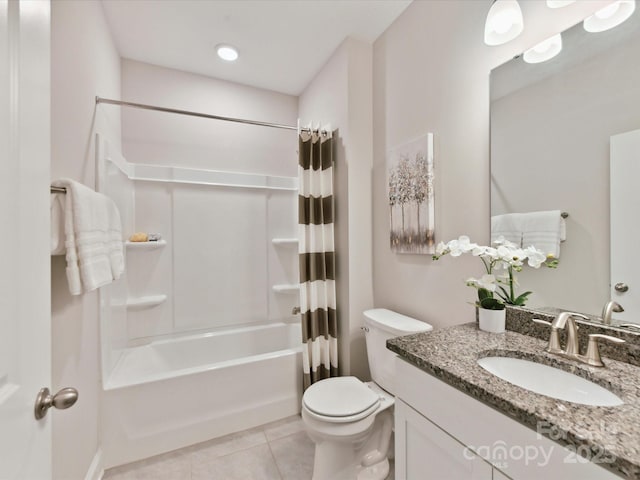 505 Belle Grove Dr, Lake Wylie, SC 29710 - bathroom with vanity, tile patterned floors, shower / bath combo, and toilet