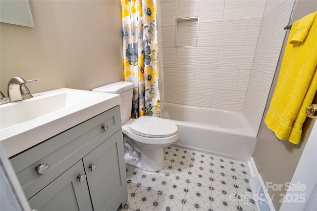 15 Oak Leaf Ln, Arden, NC 28704 - full bath featuring vanity, tile patterned floors, toilet, and shower / tub combo with curtain