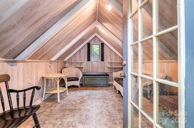 1102 Lake Montonia Rd, Kings Mountain, NC 28086 - living area with vaulted ceiling and wooden walls