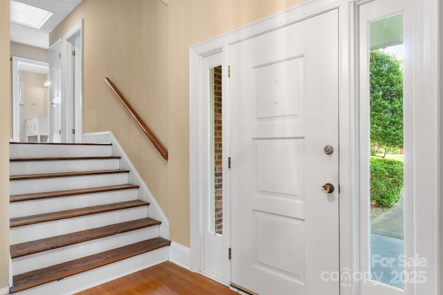 220 W Park Dr, Morganton, NC 28655 - entrance foyer featuring plenty of natural light, stairway, and wood finished floors