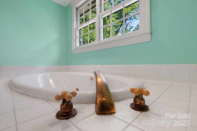 220 W Park Dr, Morganton, NC 28655 - bathroom featuring a tub with jets and tile patterned flooring