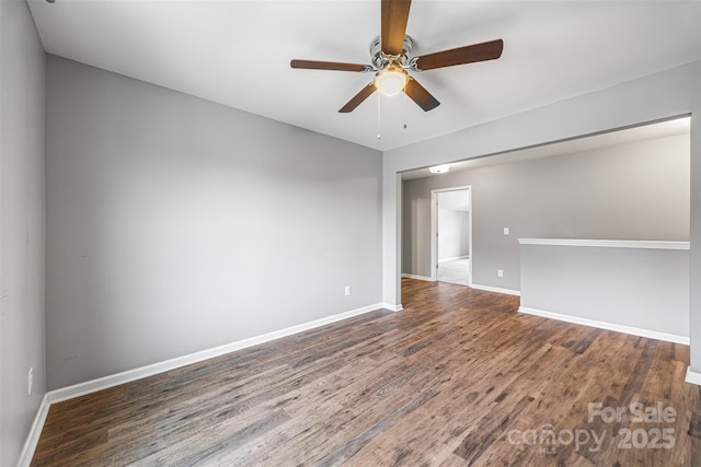 3053 Riker St, Clover, SC 29710 - unfurnished room with wood finished floors, baseboards, and ceiling fan