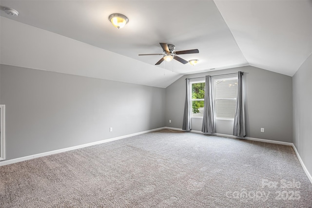 3053 Riker St, Clover, SC 29710 - bonus room with a ceiling fan, lofted ceiling, carpet flooring, and baseboards