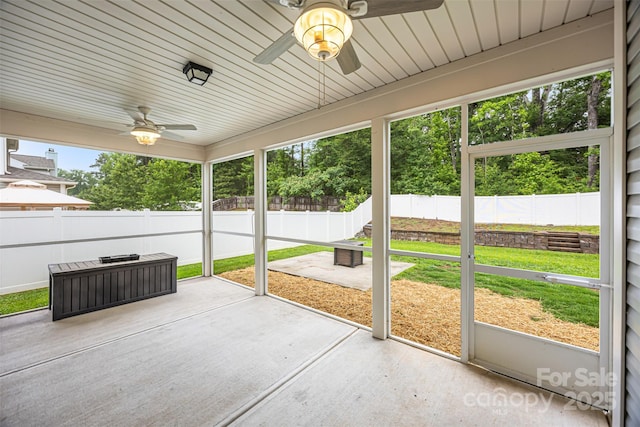 3053 Riker St, Clover, SC 29710 - unfurnished sunroom featuring a ceiling fan