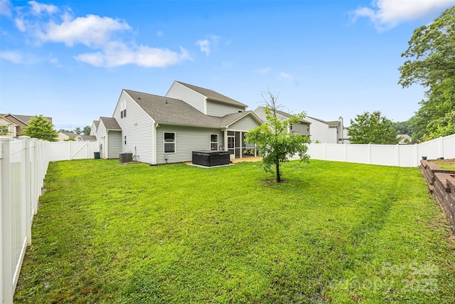 3053 Riker St, Clover, SC 29710 - rear view of property with a hot tub, central AC unit, and roof with shingles