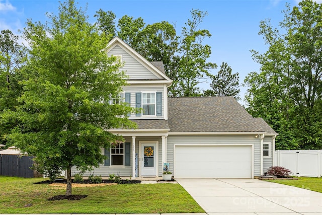 3053 Riker St, Clover, SC 29710 - view of front of home with a garage, concrete driveway, and a shingled roof