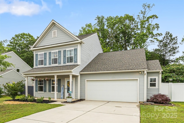3053 Riker St, Clover, SC 29710 - traditional home with covered porch, a garage, concrete driveway, and roof with shingles