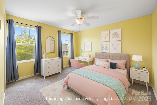3053 Riker St, Clover, SC 29710 - bedroom featuring carpet flooring, baseboards, and a ceiling fan