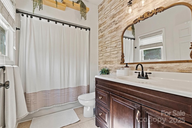454 N Eastway Dr, Troutman, NC 28166 - bathroom with tile patterned flooring, vanity, toilet, and shower / bath combo with shower curtain