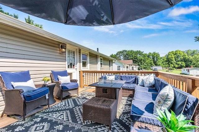 454 N Eastway Dr, Troutman, NC 28166 - wooden deck with outdoor lounge area